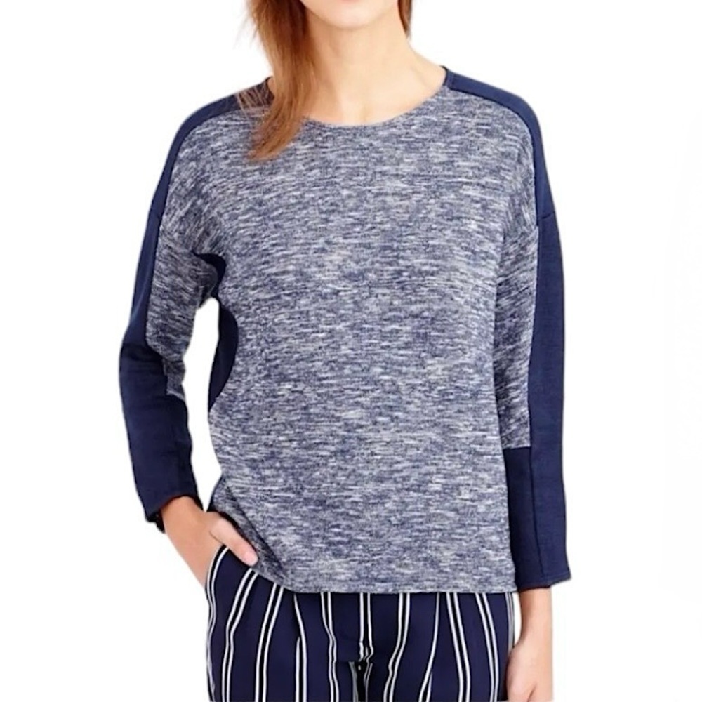 J. Crew Wool Marled Jaspe Sweater 3/4 Sleeve Blue Women’s Size‎ XS